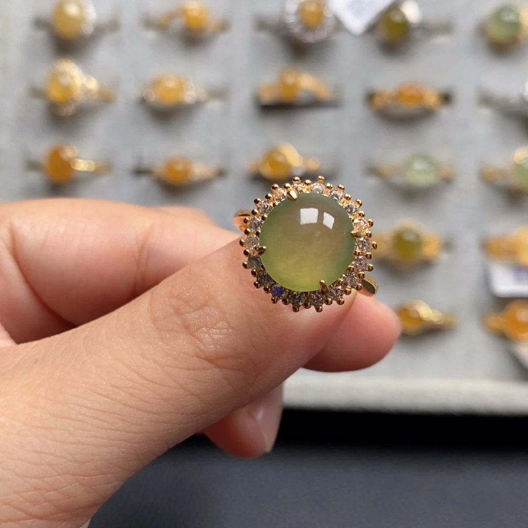 翡翠戒指银S925镶嵌戒指