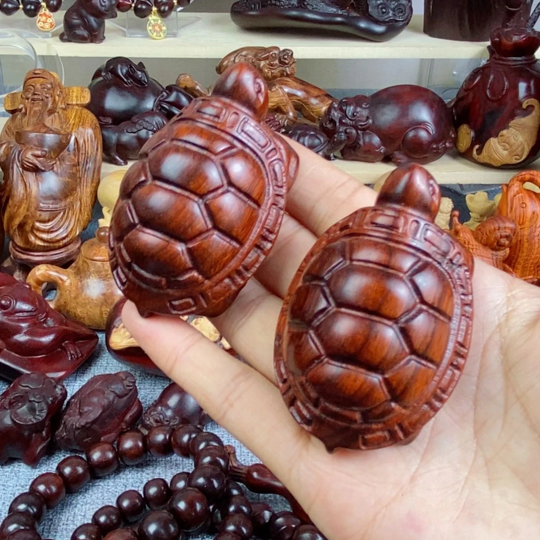 木段光紫檀乌龟两个
