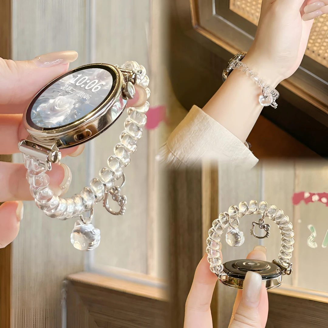 《透明kt猫》适用于华为gt6手表表带电话线watch5发圈gt5弹力替换带