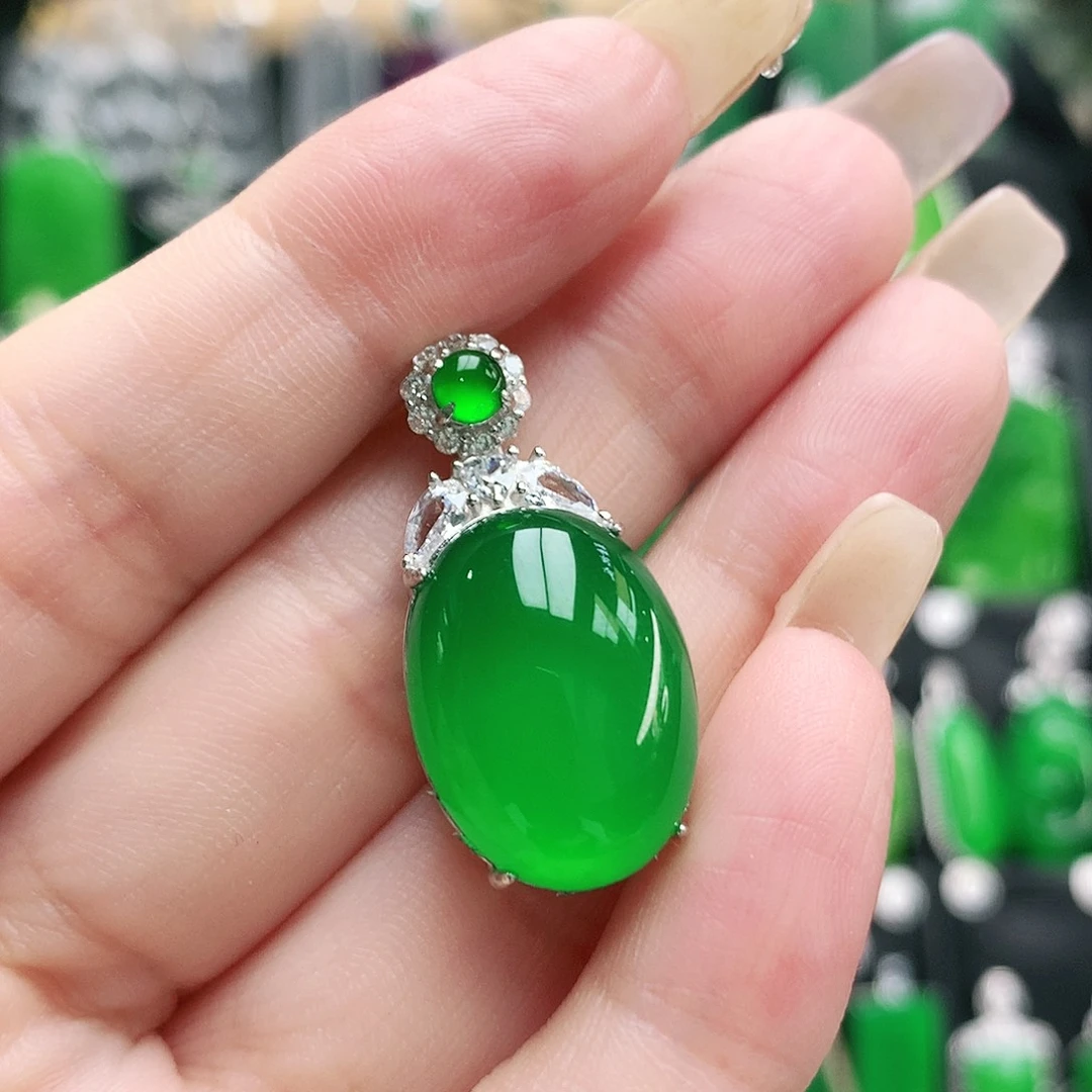 玛瑙/玉髓银S925镶嵌吊坠