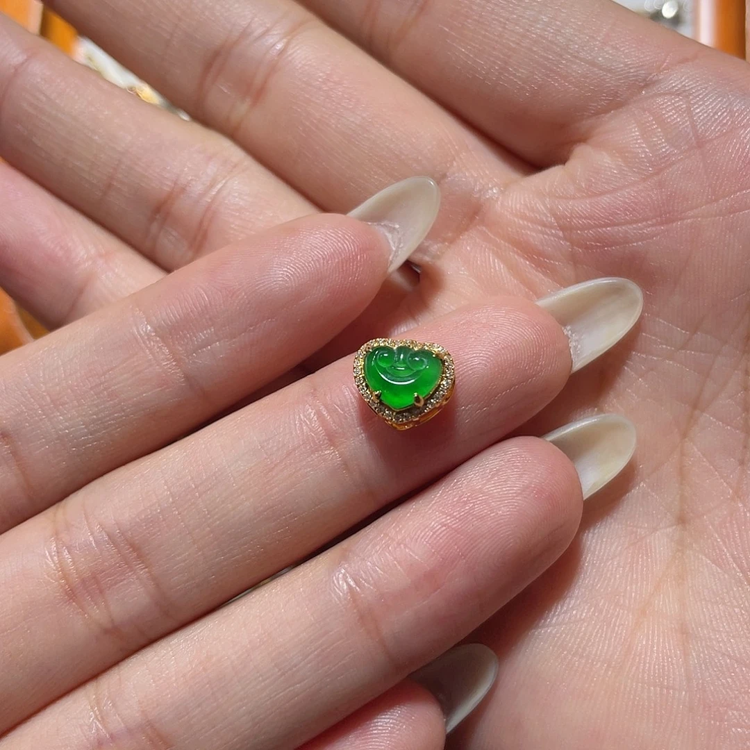 翡翠18K金镶嵌吊坠(不含链)