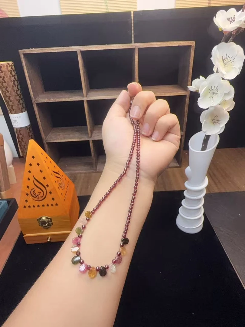 天然水晶五彩项链017