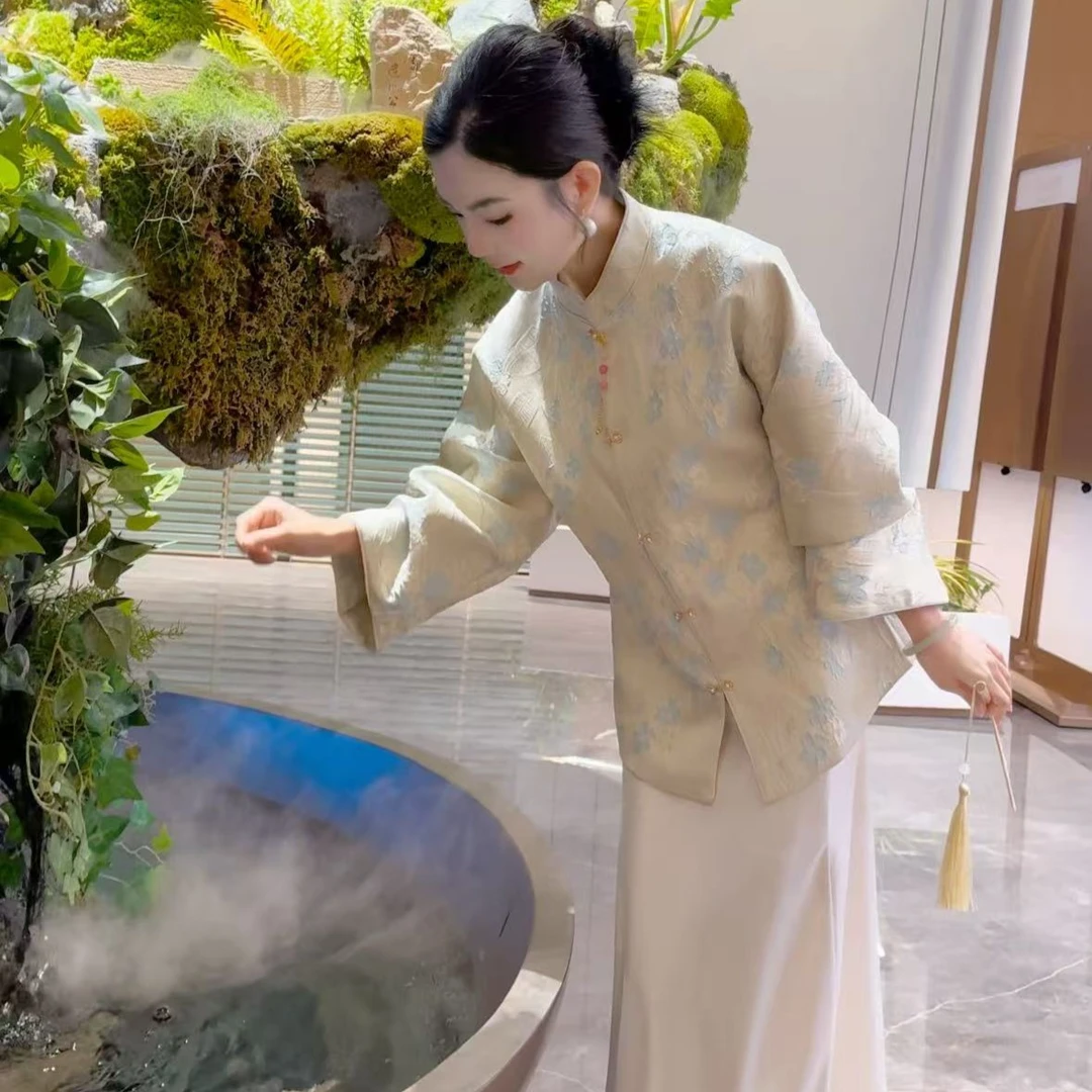 【新中式·花开季节】大版复古春秋高级感宽松外套 女士中国风大袖口