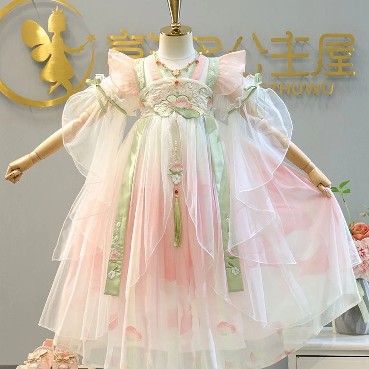 女童汉服夏款短袖2025新款超仙儿童连衣裙公主中国风古装唐装女孩