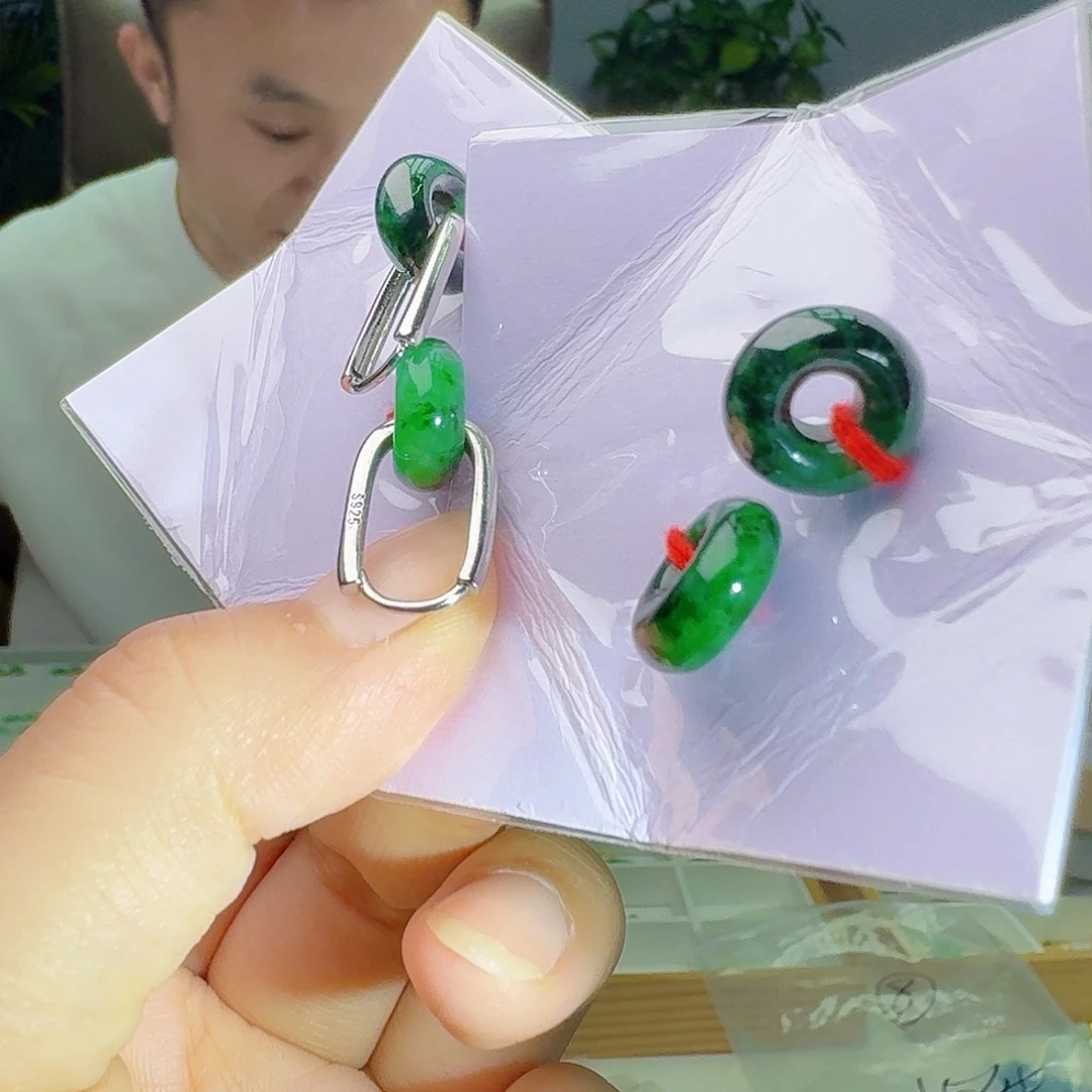 翡翠银S925镶嵌耳饰多样性发货其一