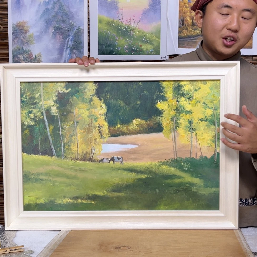 油画行路人小院绘画作品竞拍
