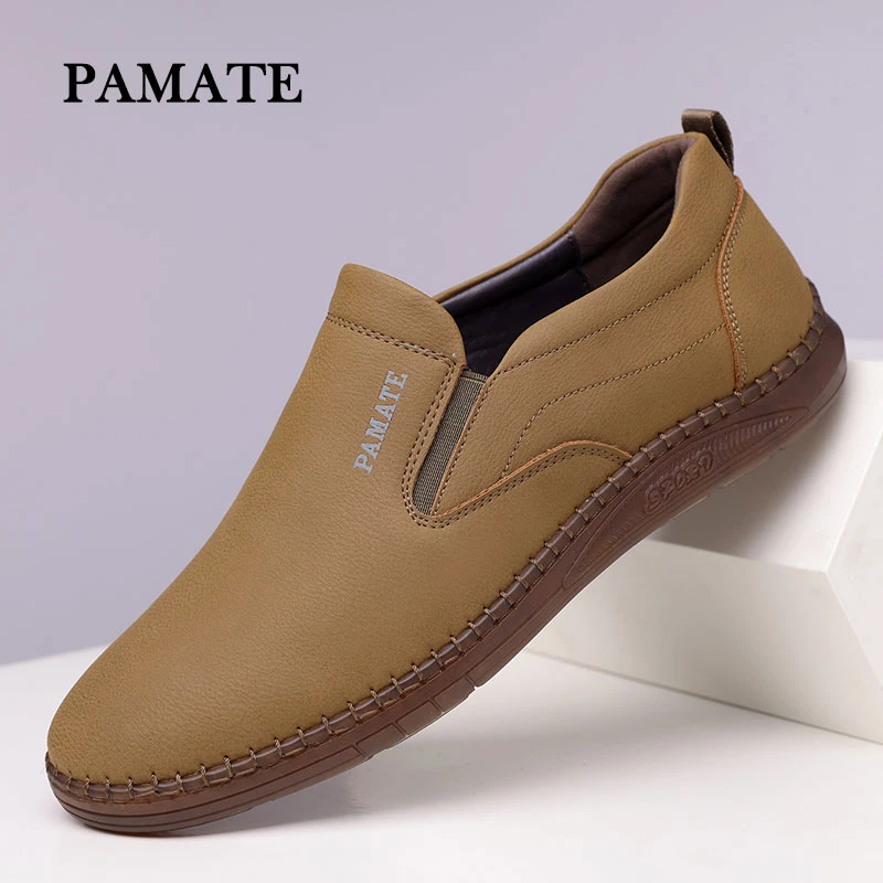 男士秋冬新款休闲男皮鞋男手工上线鞋子一脚蹬软皮鞋