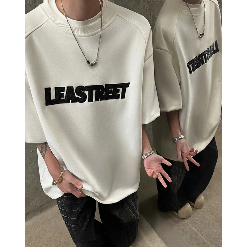 欧美重磅贴布短袖t恤男夏季氛围感cleanfit穿搭半袖美式潮牌上衣