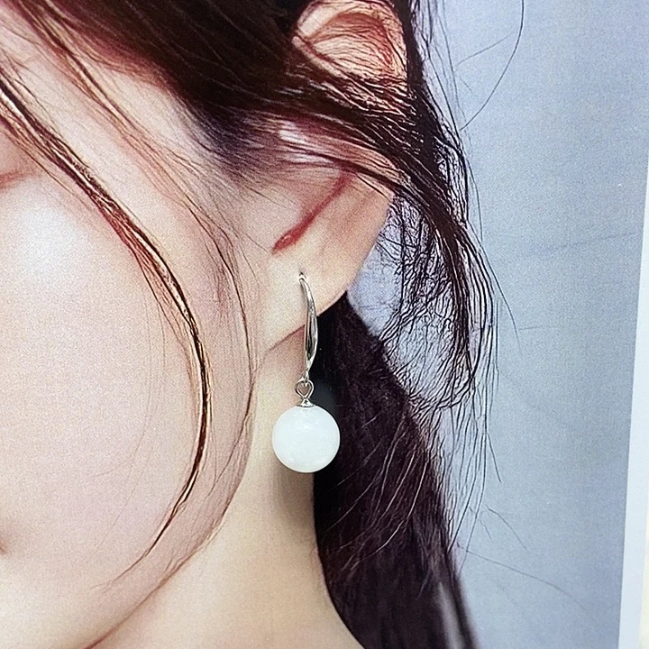 和田玉银S925镶嵌耳饰