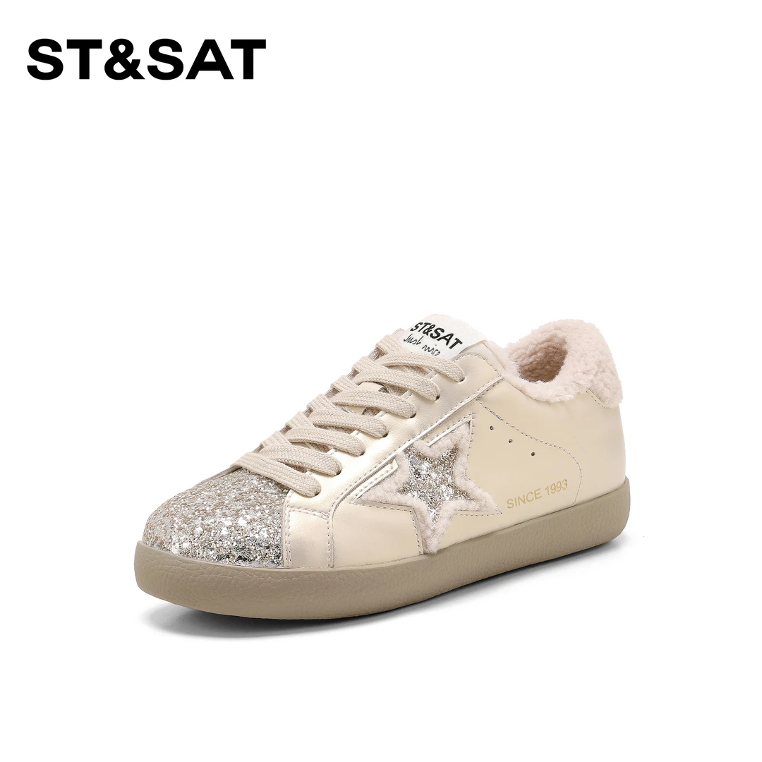 星期六时尚休闲女鞋2025冬季新款百搭加绒加厚女鞋