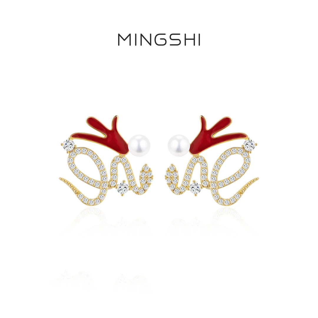 名式 铜合金合成锆石耳饰 时尚潮流个性百搭碎闪蛇形耳环QJD1620