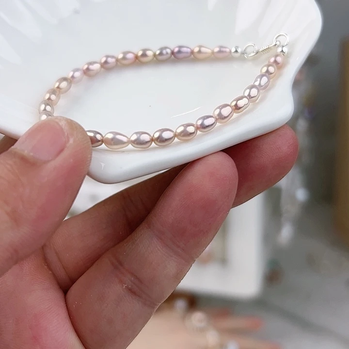 银S925镶嵌手绳淡水珍珠