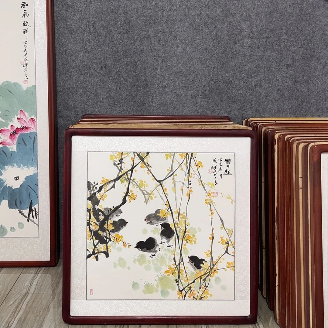 国画书画作品带框63×63