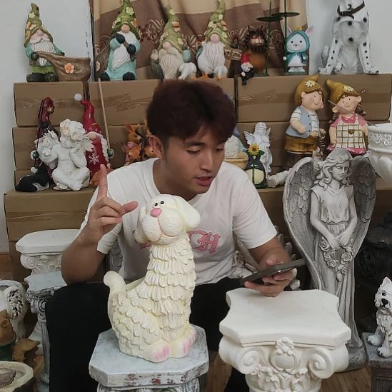 合成树脂奶油狗花盆