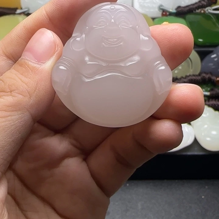 天然青海藕粉弥勒佛吊坠