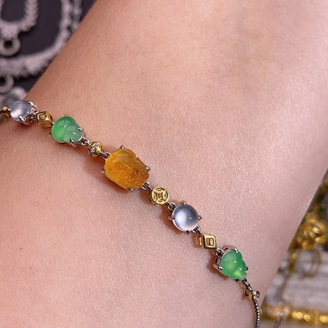 翡翠18K金镶嵌手链