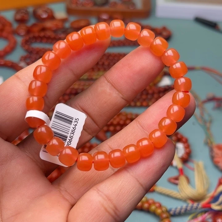 何***宜手链未镶嵌南红玛瑙老型樱桃红卡7+