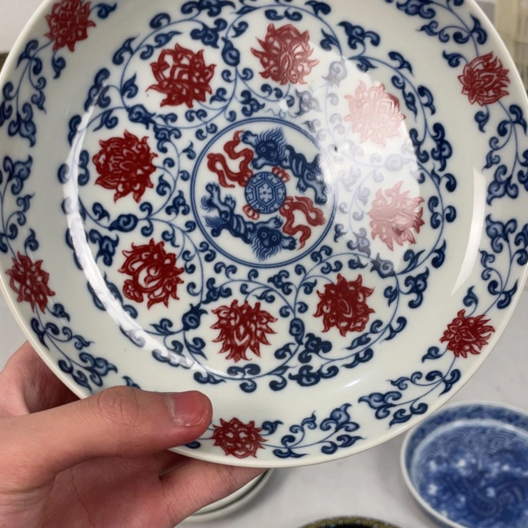 陶摆件景德镇缠枝莲釉里红壶承jjj