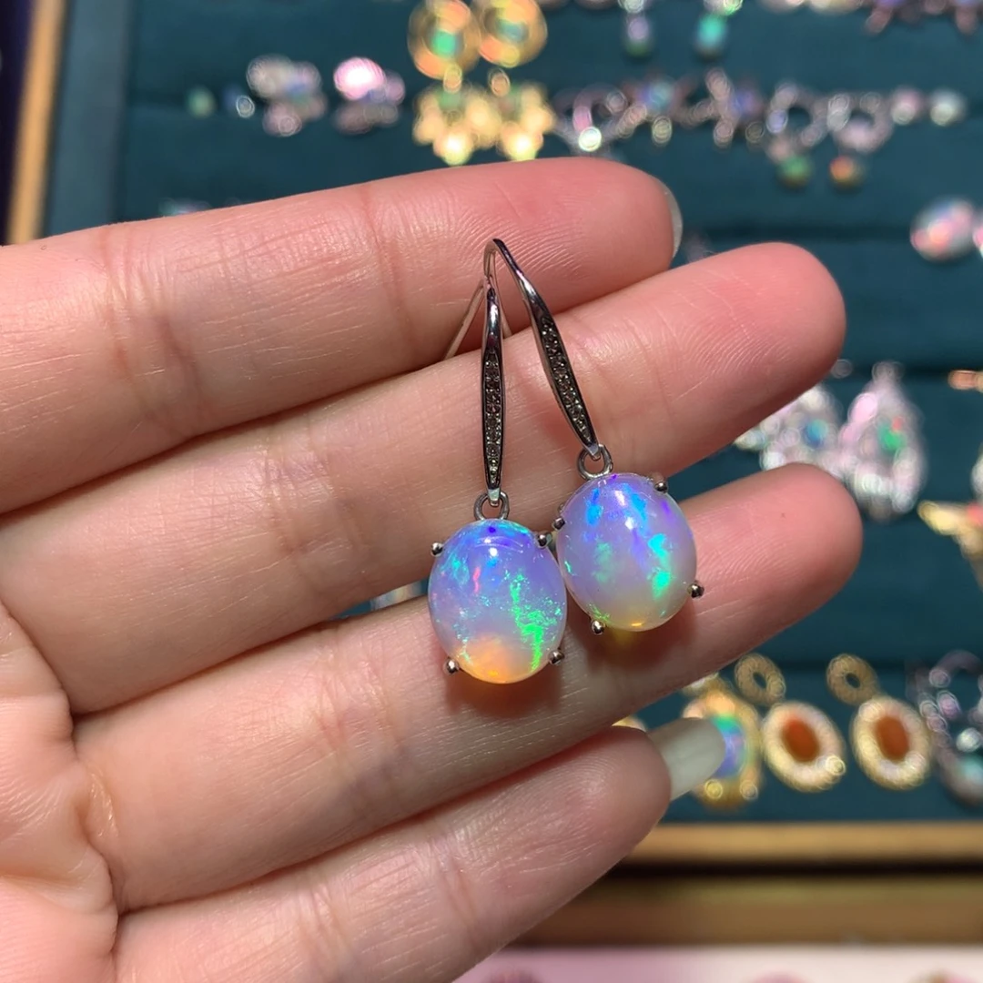 银S925镶嵌欧泊耳钉款式