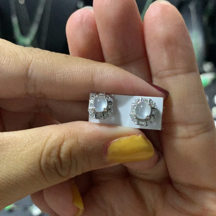银S925镶嵌翡翠耳饰