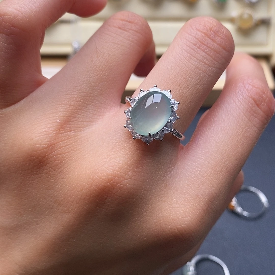 翡翠银S925镶嵌戒圈哈哈哈哈哈