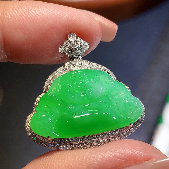 翡翠18K金镶嵌吊坠(不含链)