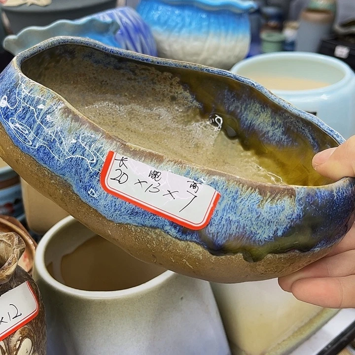 多肉绿植陶瓷花盆9.9包邮，有孔