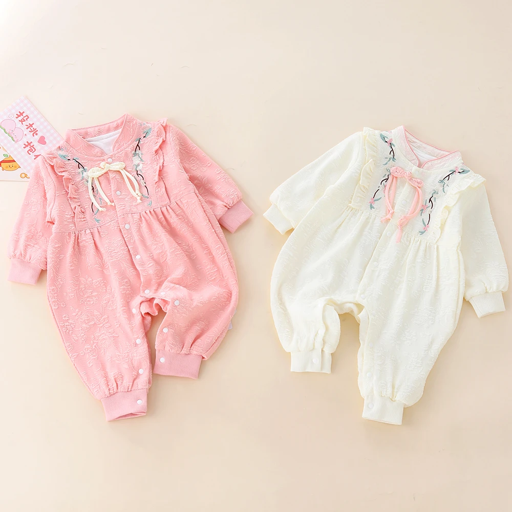 婴幼儿洋气宝宝公主花边带里外出爬爬服哈衣
