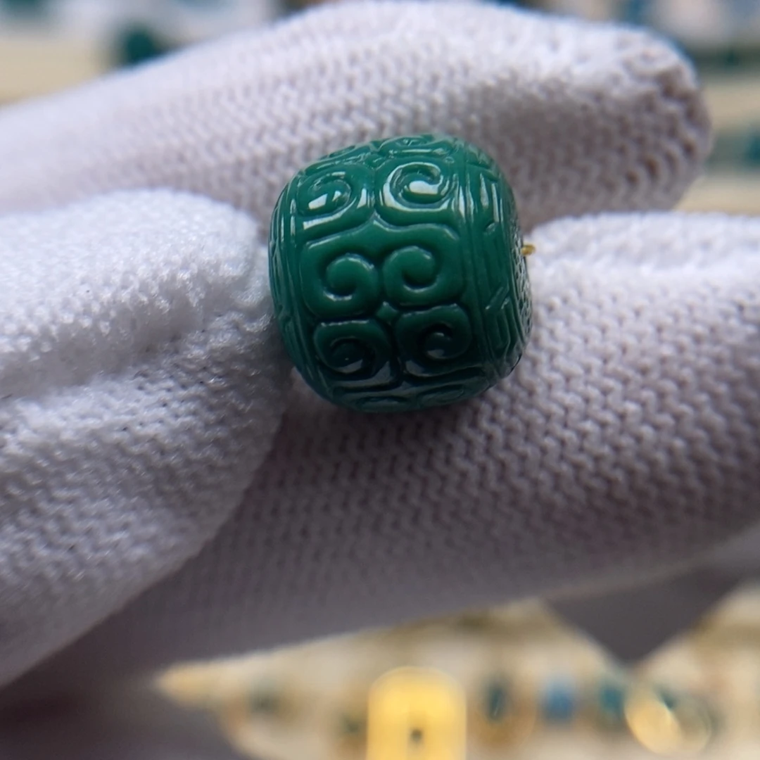 绿松石未镶嵌珠宝奇石回纹老型12.7mm