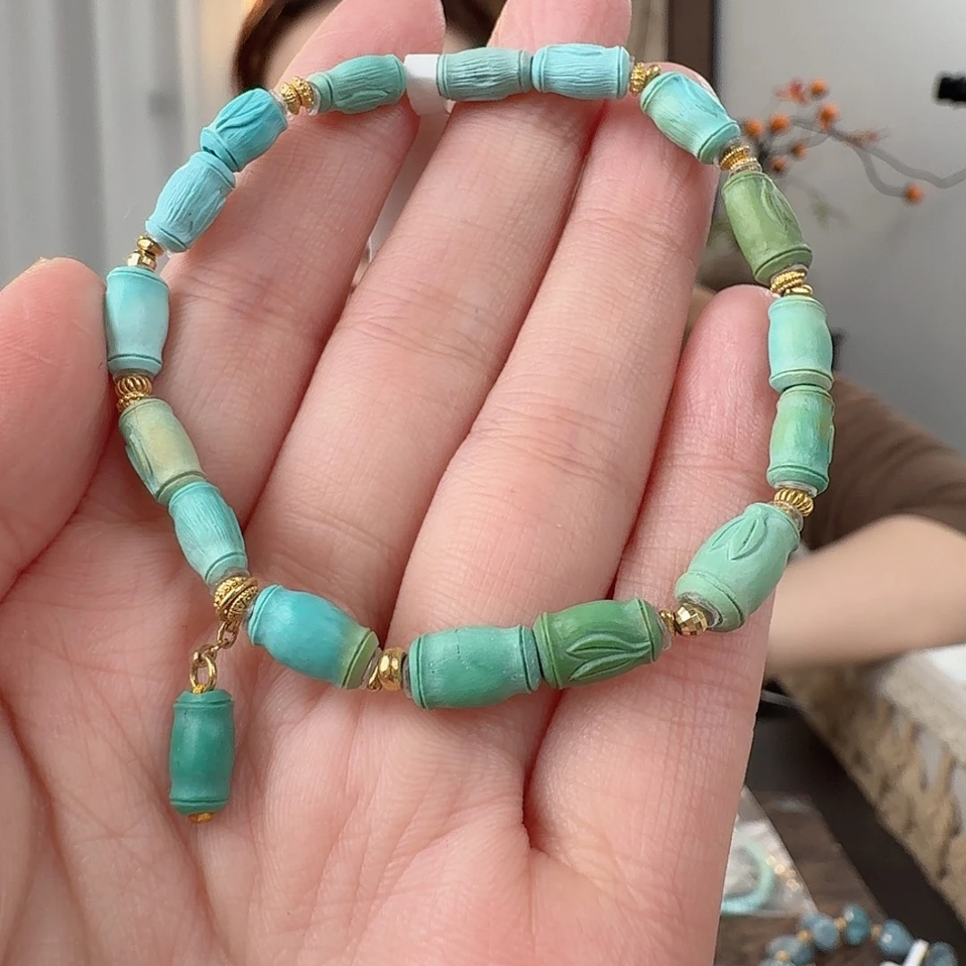 绿松石18K金镶嵌珠宝半成品