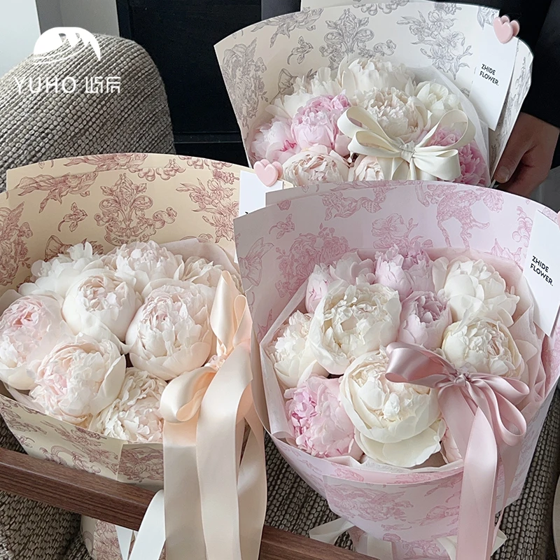 屿后 法式花园草木印花纸系列鲜花花束包花纸157g花店包装材料