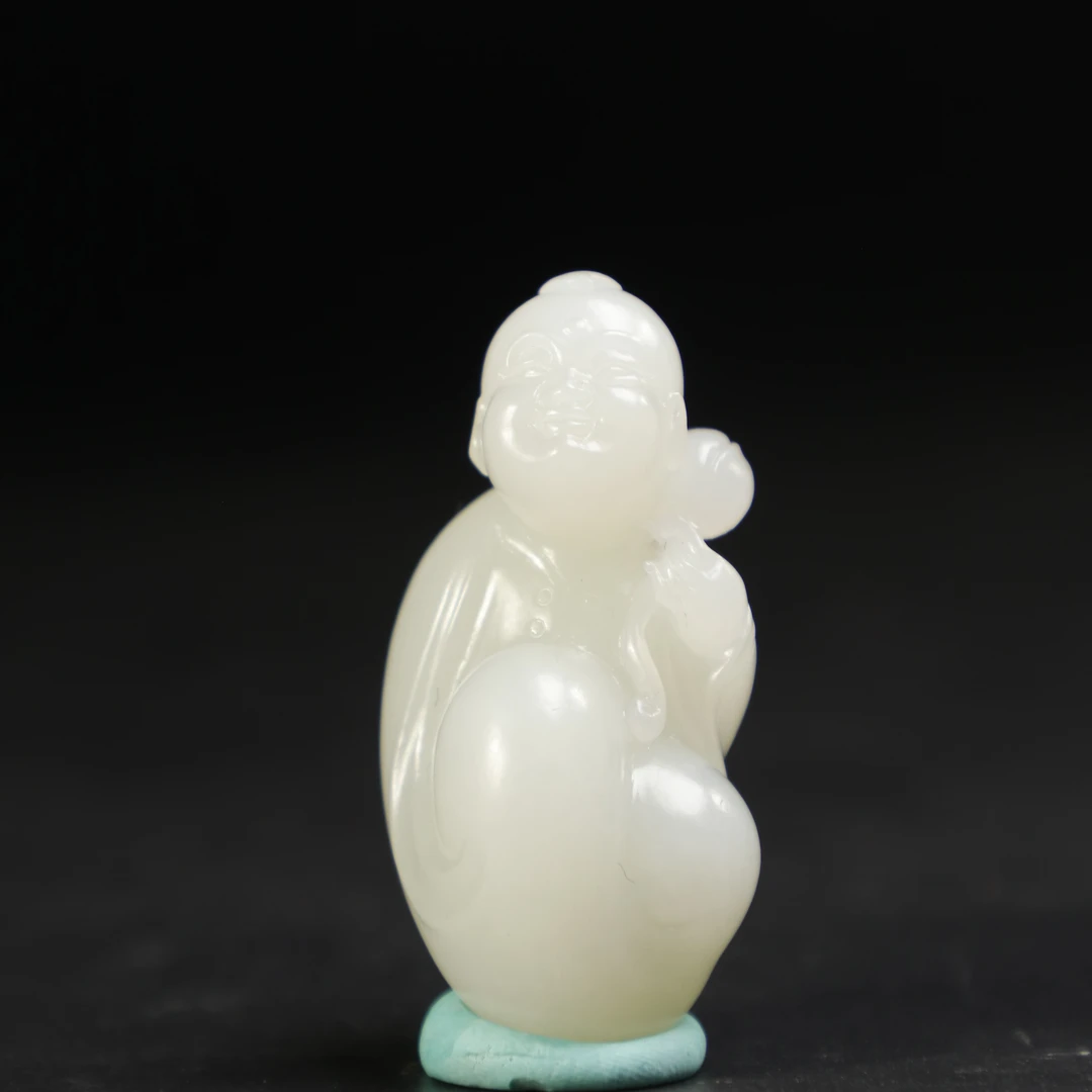 lot8839 和田玉白玉童子挂坠一对/云南典藏