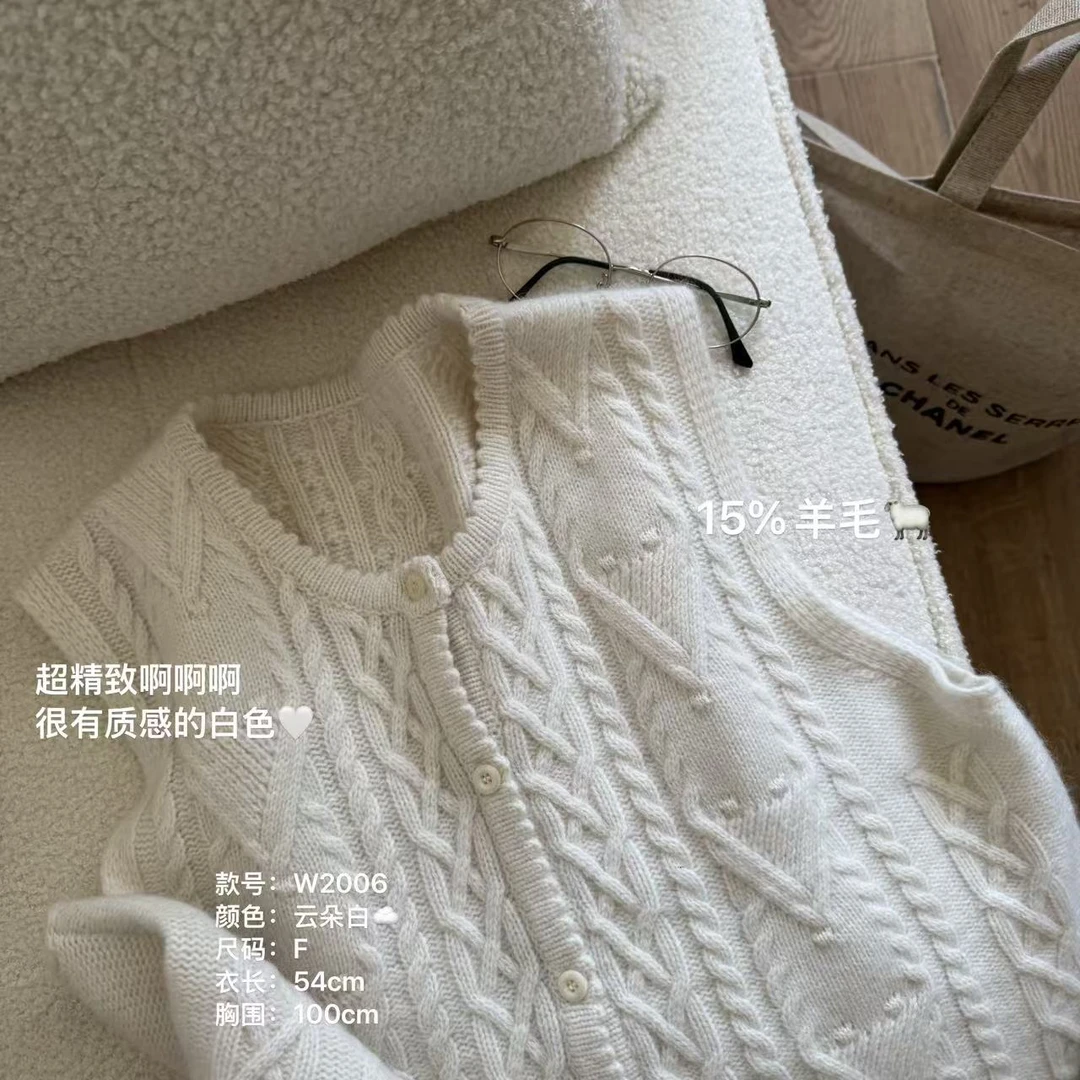 小文姐 W2006-秋季软糯休闲通勤糯叽叽针织马甲背心上衣女