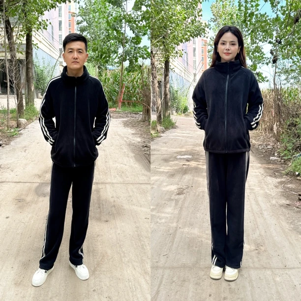 2025【男女同款】秋冬情侣款运动休闲加绒加厚外穿家居服睡衣套装