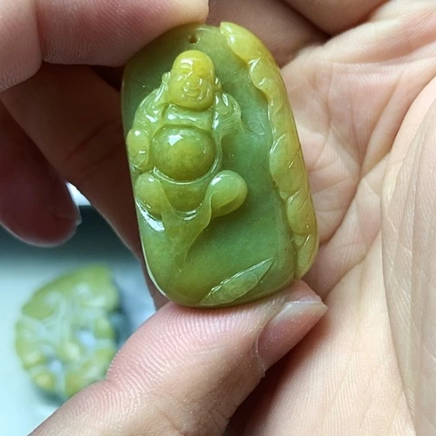 颈饰未镶嵌翡翠运*缅甸翡翠黄翡佛公