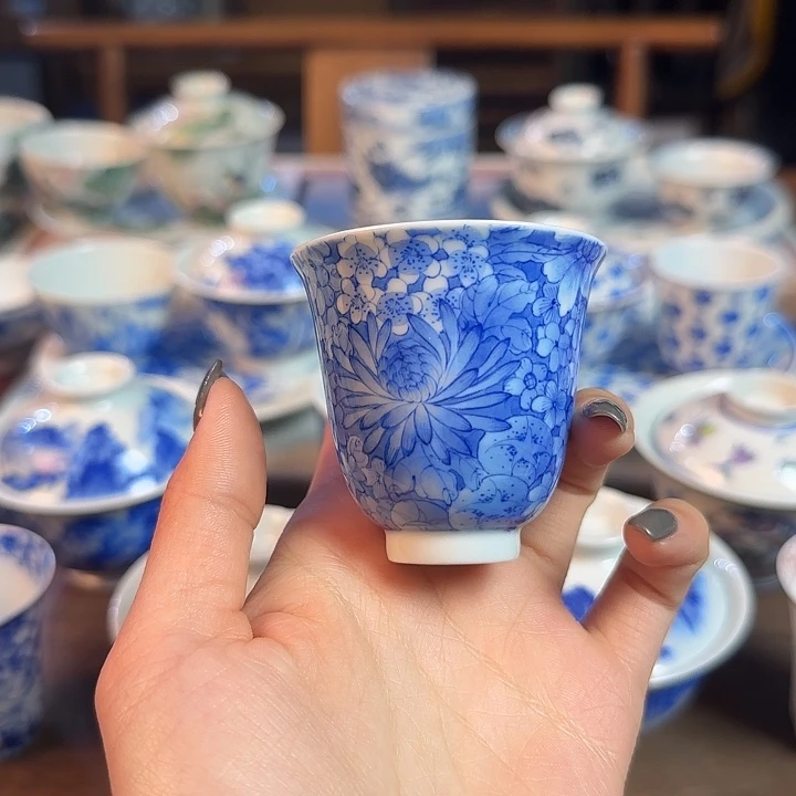 名窑口 点工万花铃铛杯放漏