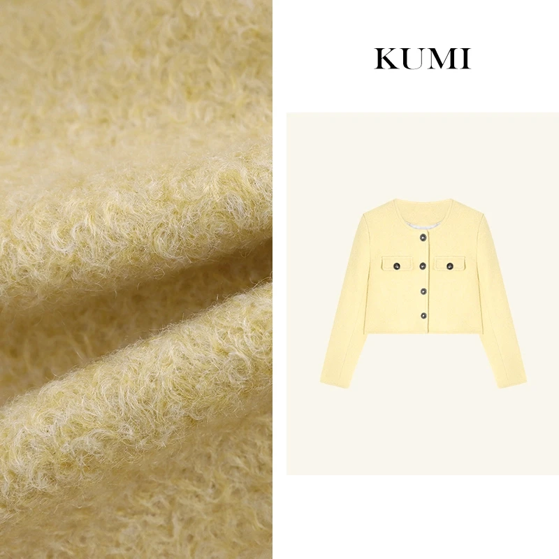 【二姐严选】法式高级感短款小香风外套女秋季气质显瘦百搭黄色上衣