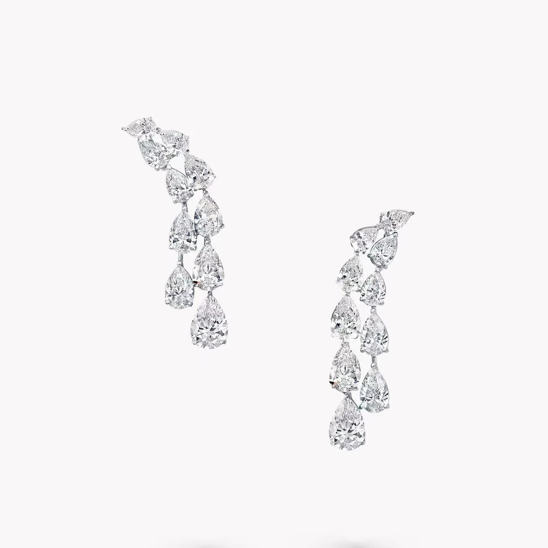 实验室培育钻石18K金十水滴耳饰 CZ (定制品质48小时鉴赏期)