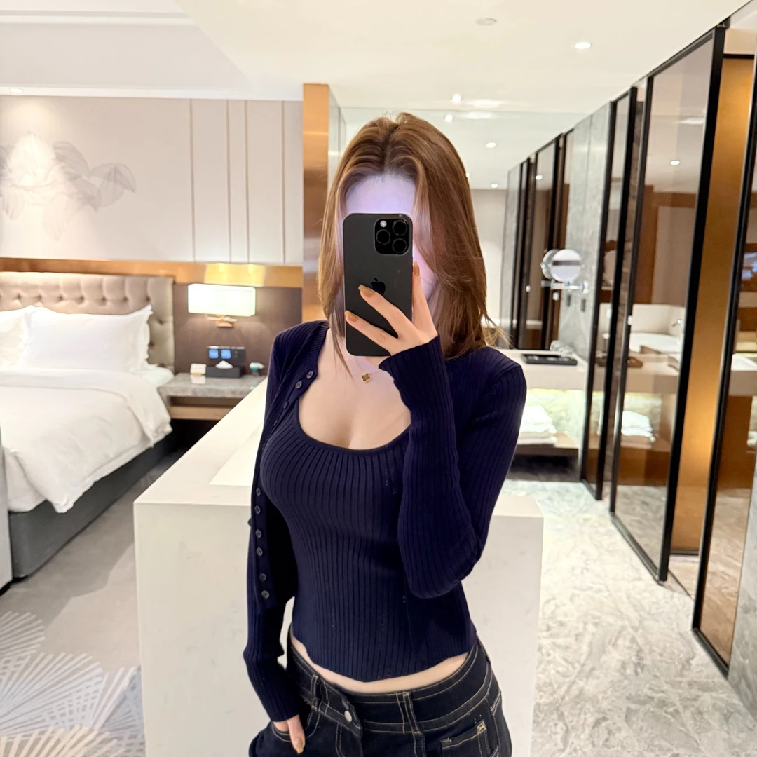 秋季纯欲风性感辣妹针织开衫吊带套装女背心上衣修身百搭两件套