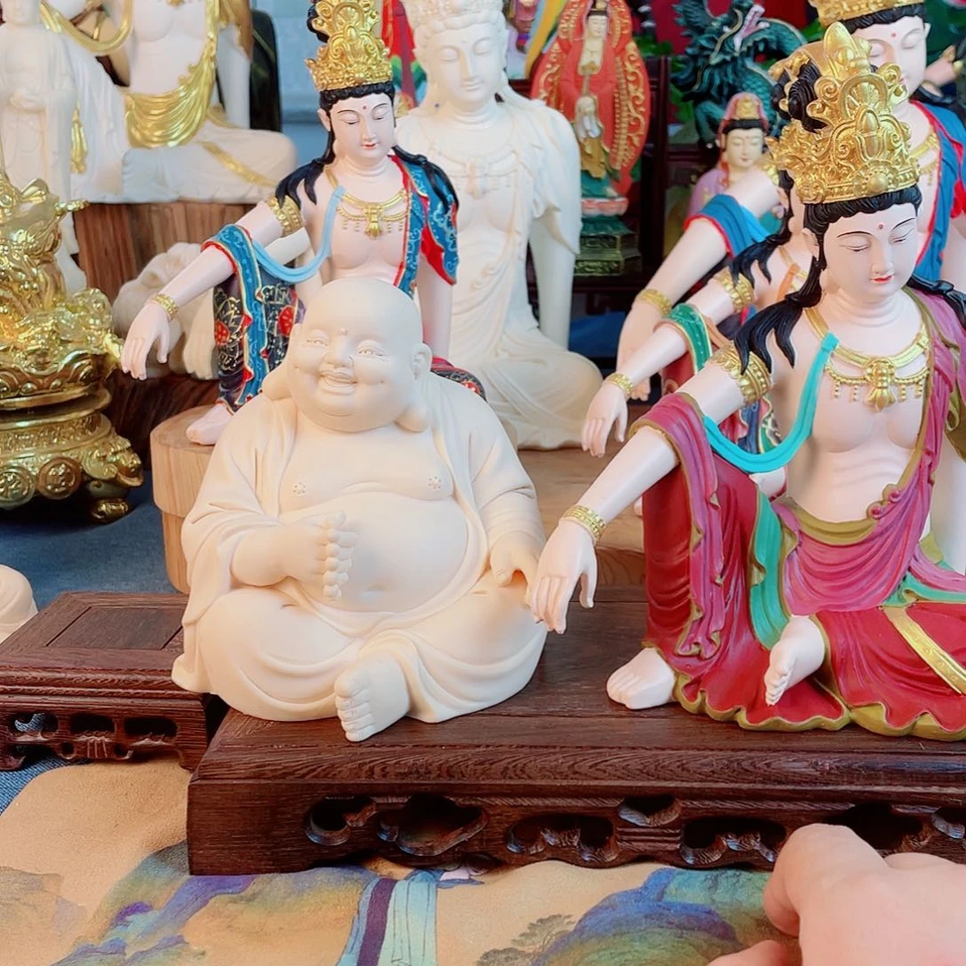 林***脑石材弥勒笑佛自在蓝色20