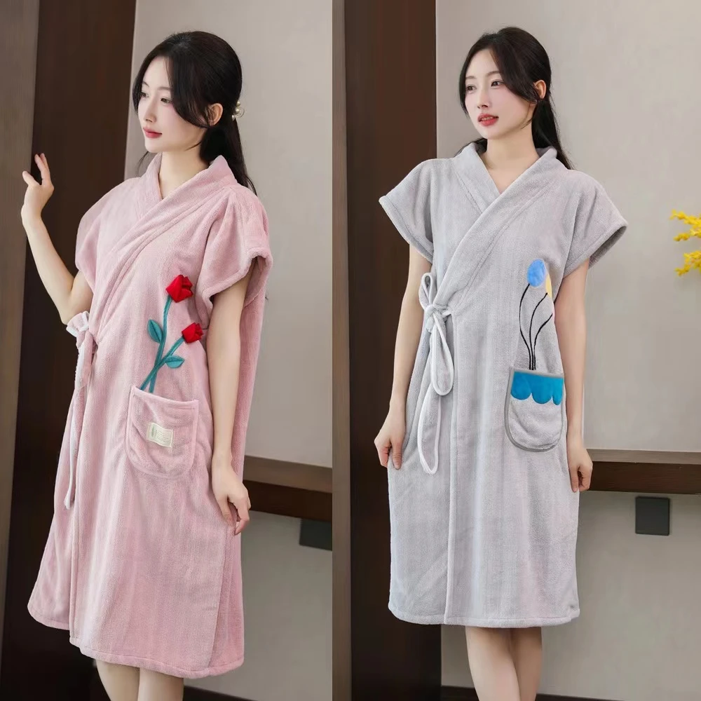 微瑕浴袍可穿式家用吸水速干柔软洗澡浴巾浴袍不退不换