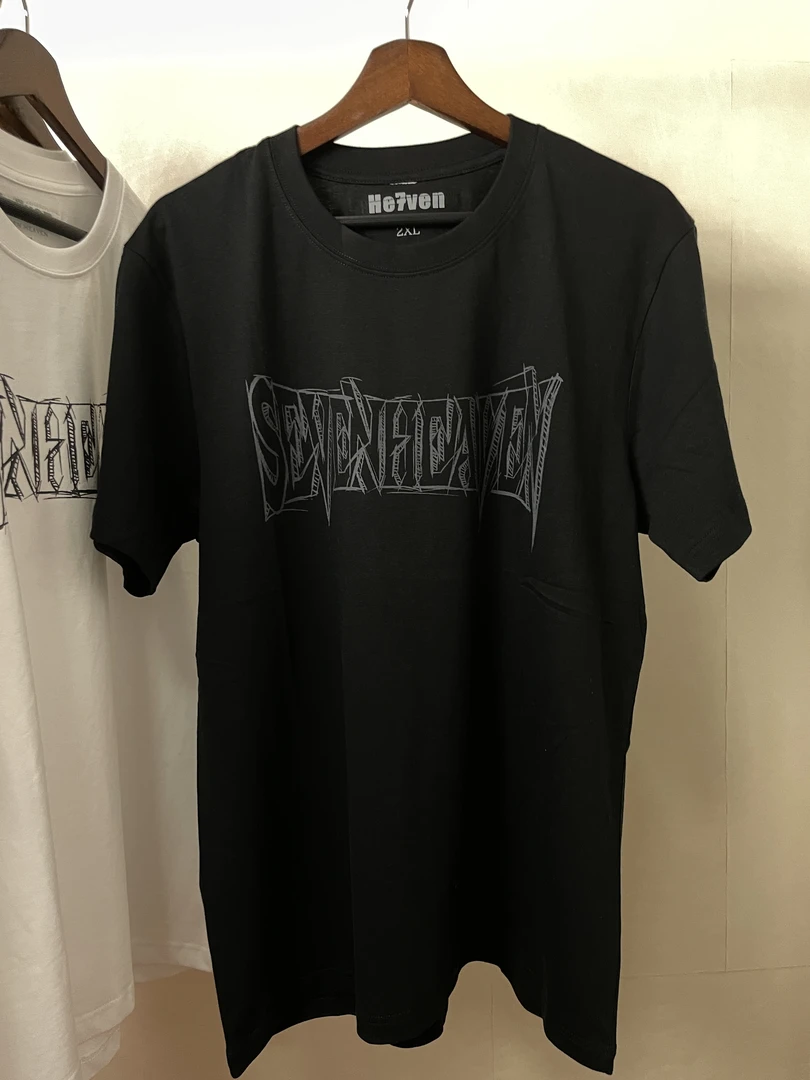sevenheaven男女潦草字体设计国潮T恤印花ins潮流短袖欧若假日风