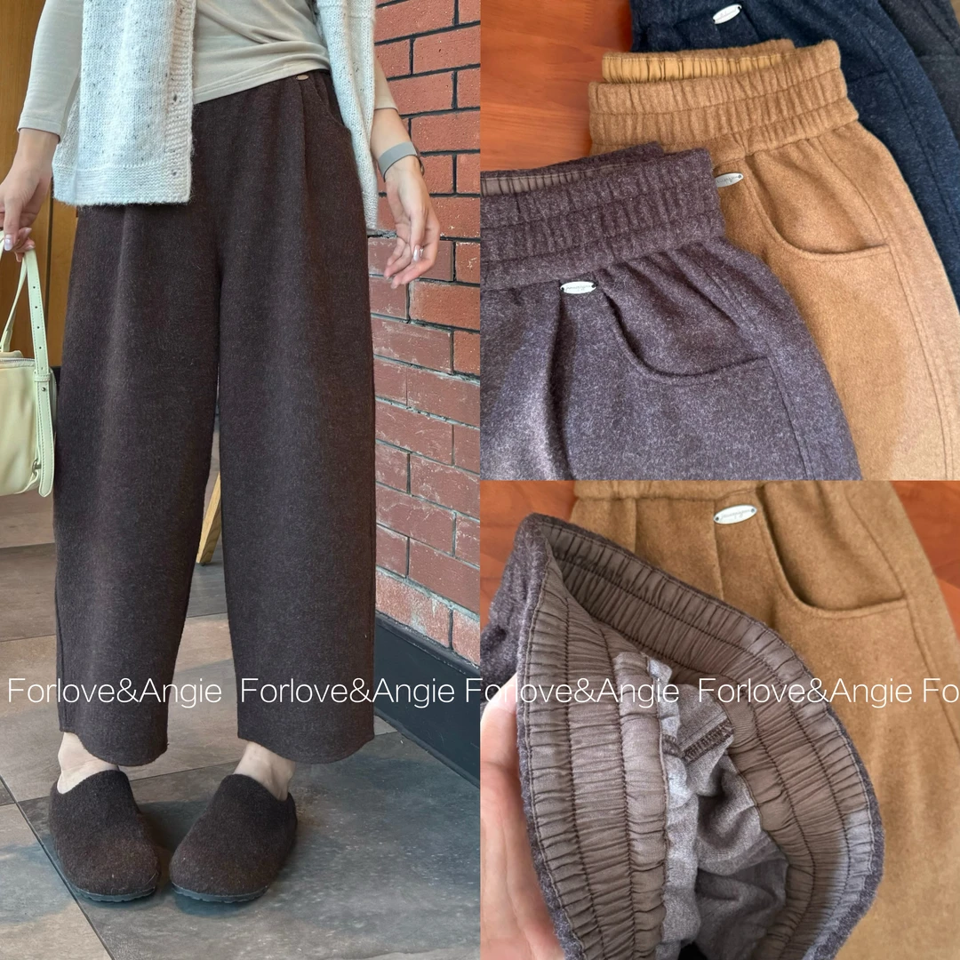 F.AN-1《羊绒奶奶裤》冬季新款羊绒中高腰宽松休闲奶奶裤加倍保暖