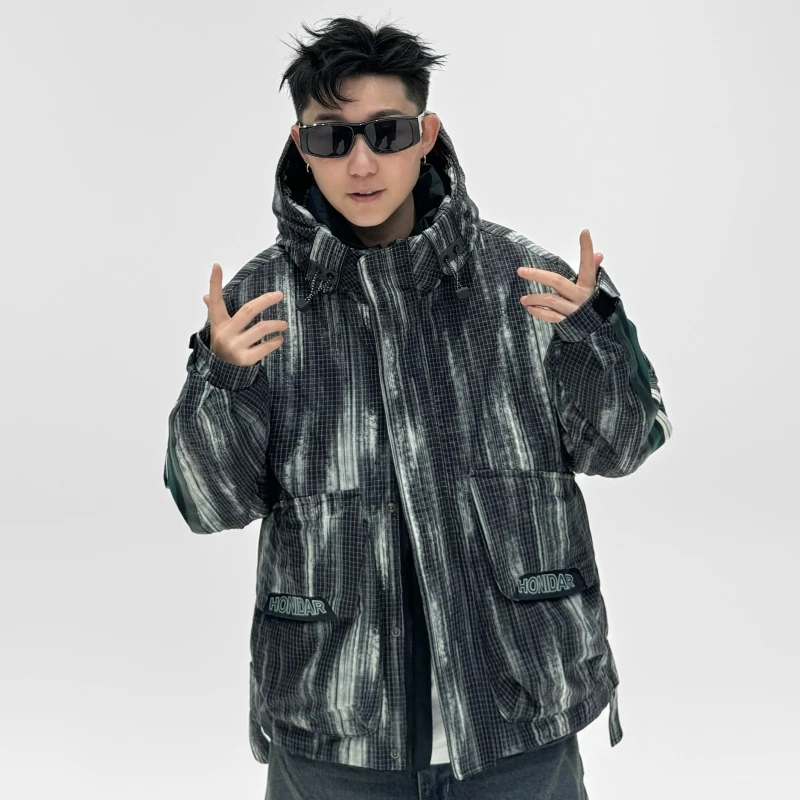 户外50鸭绒连帽羽绒服工装百搭情侣款外套 Q-2235