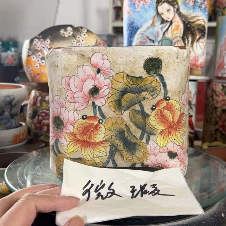 我****满38包邮景德镇手绘花盆