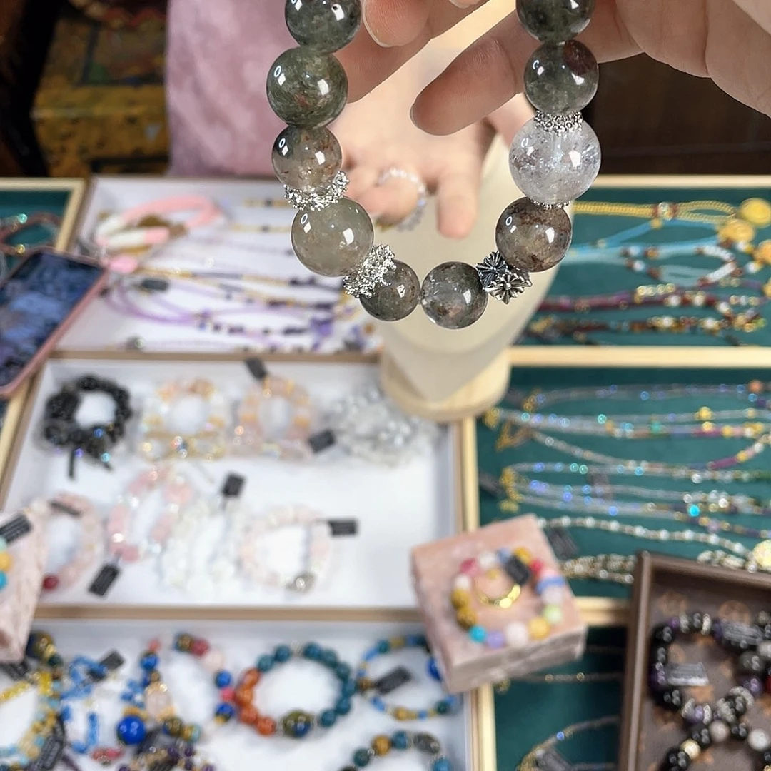 水晶手链银S925镀金镶嵌