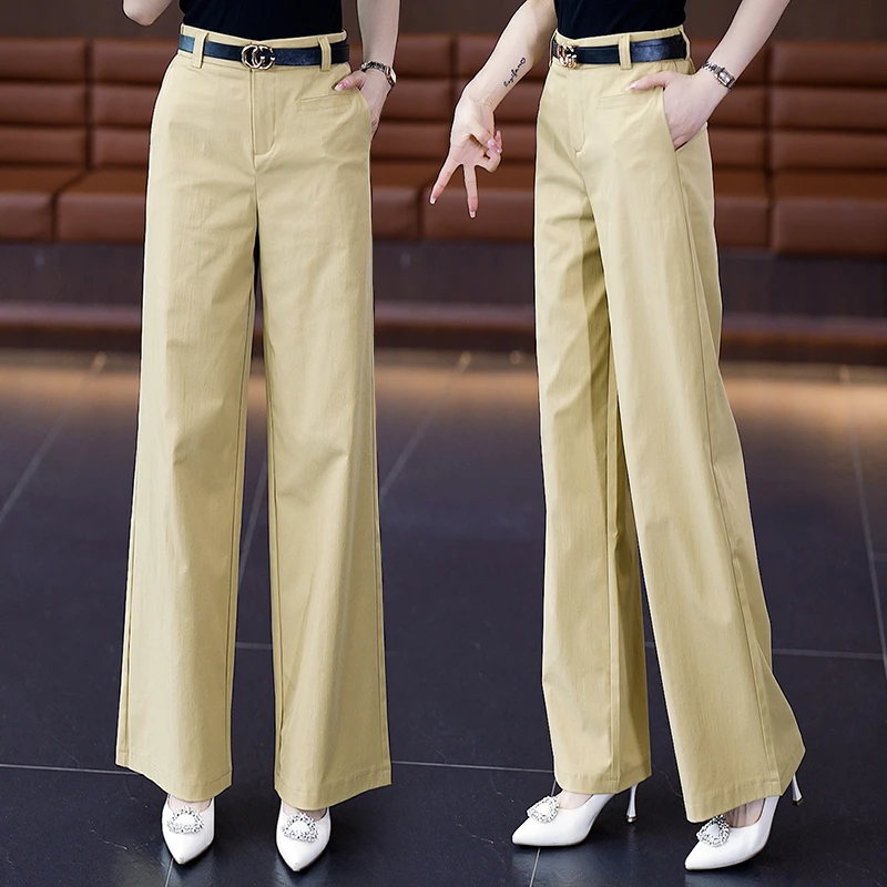 西装窄版阔腿裤女夏季薄2025新款高腰百搭宽松显瘦休闲直筒裤9801