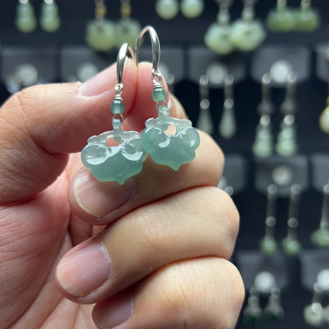 翡翠银S925镶嵌耳饰