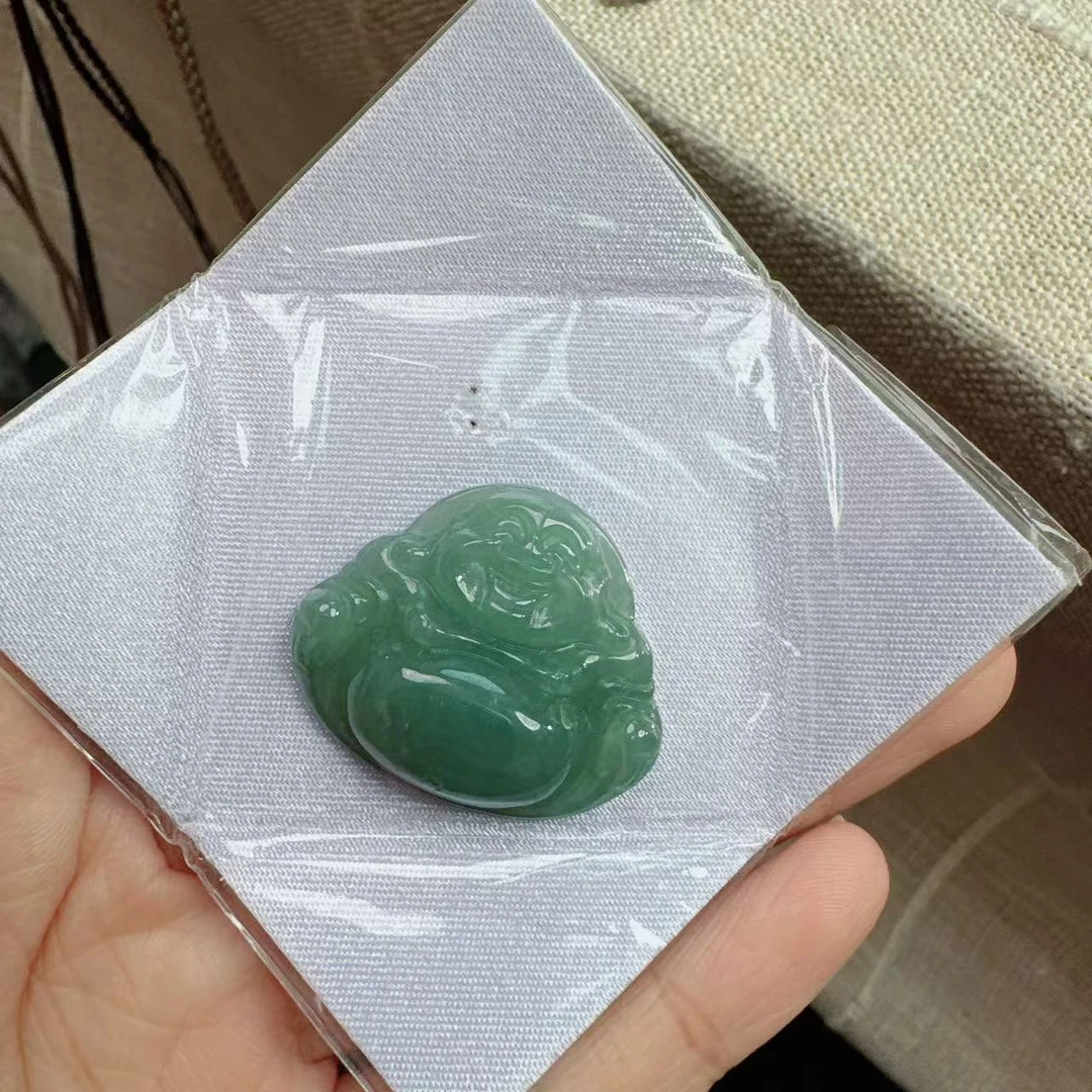 铭铭有你天然翡翠玉（A货）翡翠佛公吊坠（冰绿）送绳子