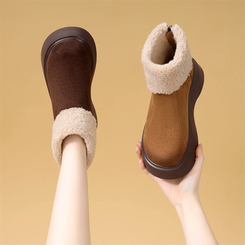 雪地靴女2025冬季新款加绒保暖厚底防滑棉鞋外穿增高勃肯鞋马丁靴